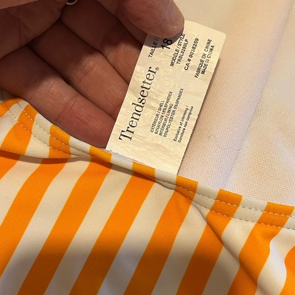 💛 TRENDSETTER Striped Yellow & White One-Piece Swimsuit - Size 18 - Picture 2 of 5